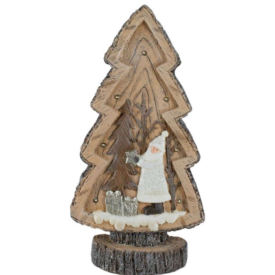 Christmas Table Top Trees * | Northlight 20 Led Lighted Rustic Glittered Tabletop Christmas Tree With Winter Scene