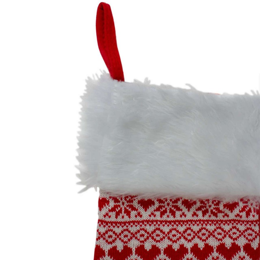 Stockings & Holders * | Northlight 19 Red And White Hearts With Snowflakes Knit Christmas Stocking Faux Fur Cuff