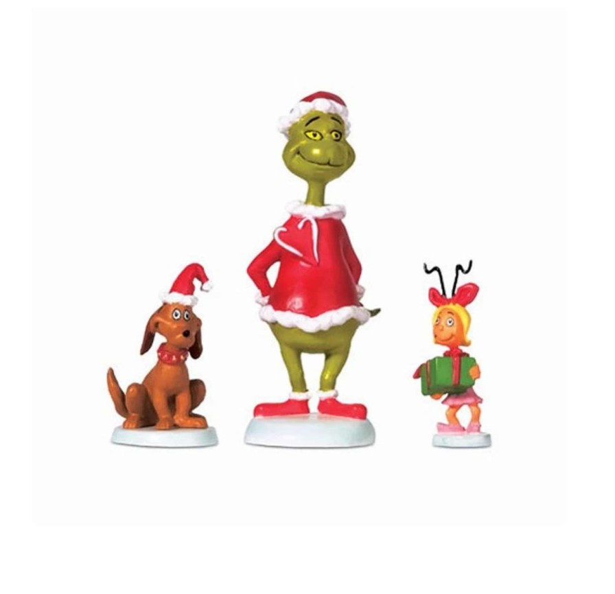 Christmas Village Sets & Accessories * | Department 56 Set Of 3 Red Dr Seuss Grinch Max And Cindy Lou Christmas Figurine 2.75