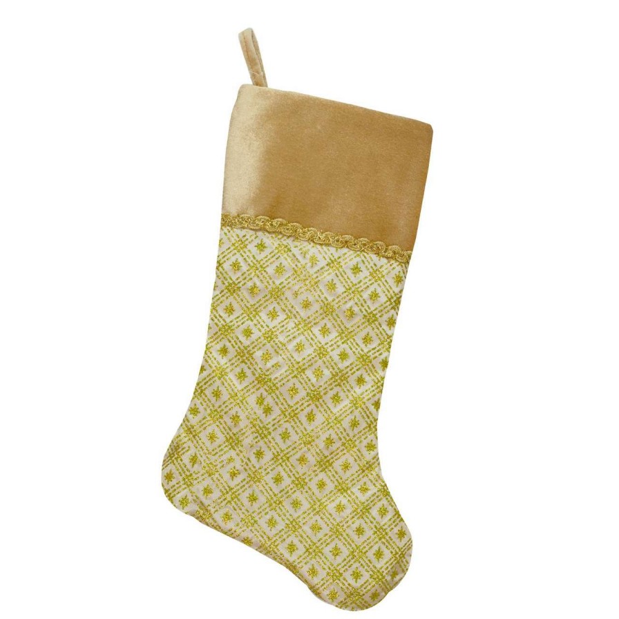 Stockings & Holders * | Northlight 20.5 Gold And Brown Glitter Star Print Christmas Stocking