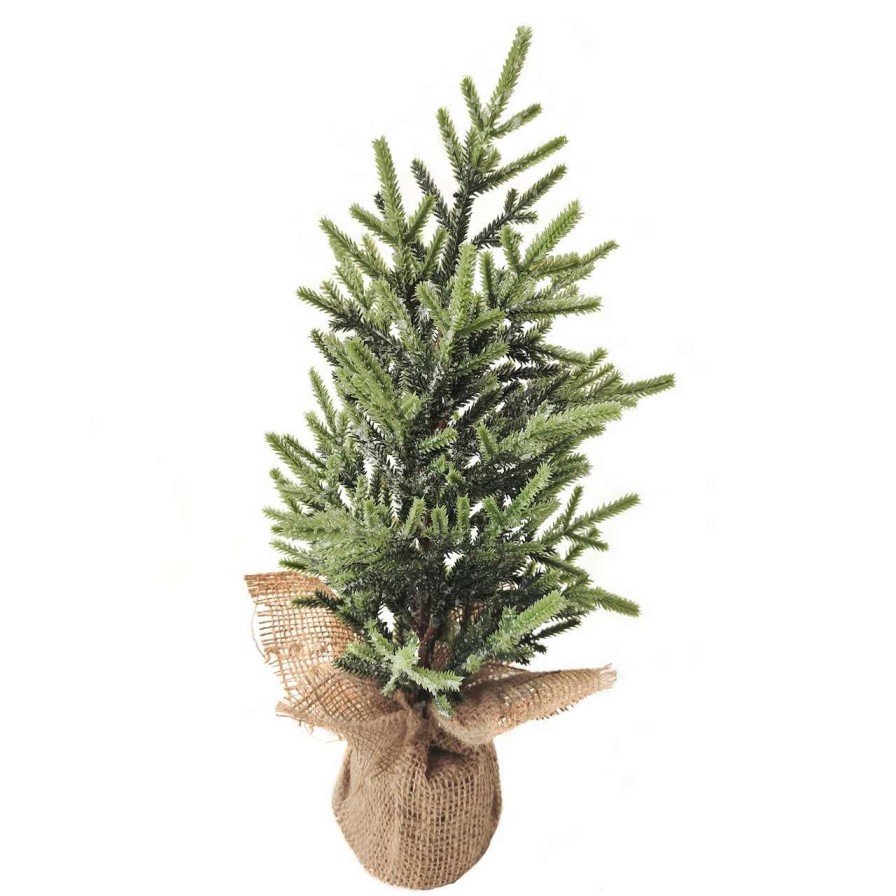 Christmas Table Top Trees * | Northlight 16.5 Frosted Ice Pine Tree In Natural Jute Base Christmas Decoration