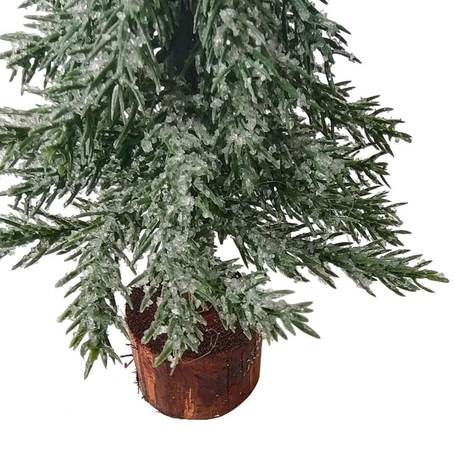 Christmas Table Top Trees * | Northlight 7.5 Frosted Icy Pine Tree With Jute Base Christmas Decoration