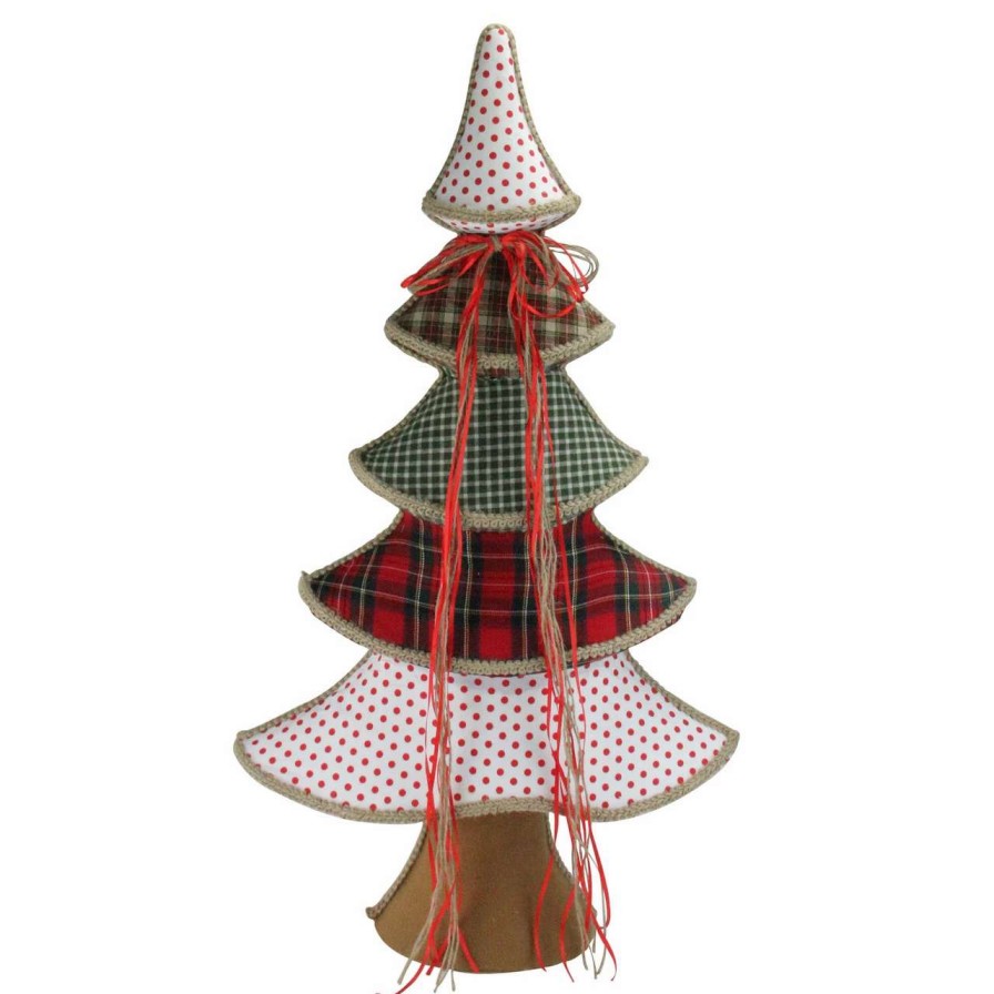 Christmas Table Top Trees * | Northlight 31.5 Red And Green Plaid Whimsical Christmas Tree Decoration