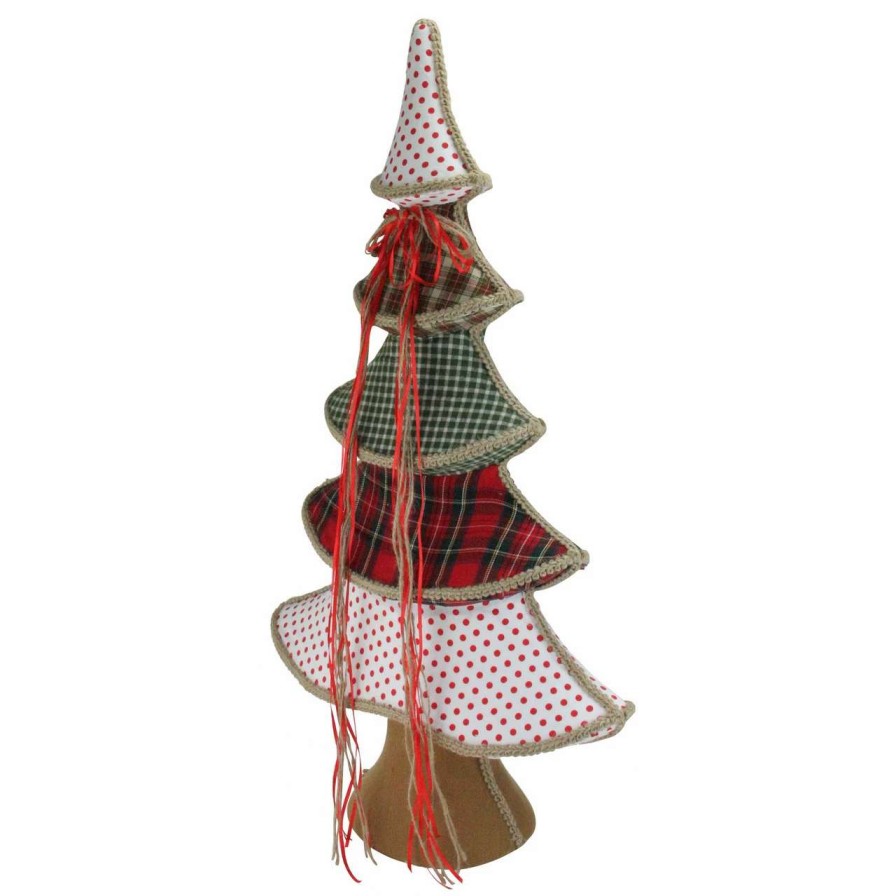 Christmas Table Top Trees * | Northlight 31.5 Red And Green Plaid Whimsical Christmas Tree Decoration