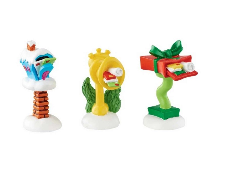 Christmas Village Sets & Accessories * | Department 56 Dr Seuss "Who-Ville Wacky Mailboxes" 3-Piece Christmas Figurine Set #4053066