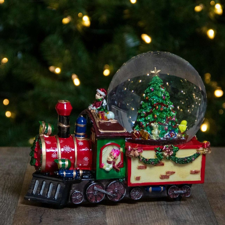 Christmas Village Sets & Accessories * | Northlight 8 Christmas Train With Tree Musical Snow Globe Tabletop Decoration