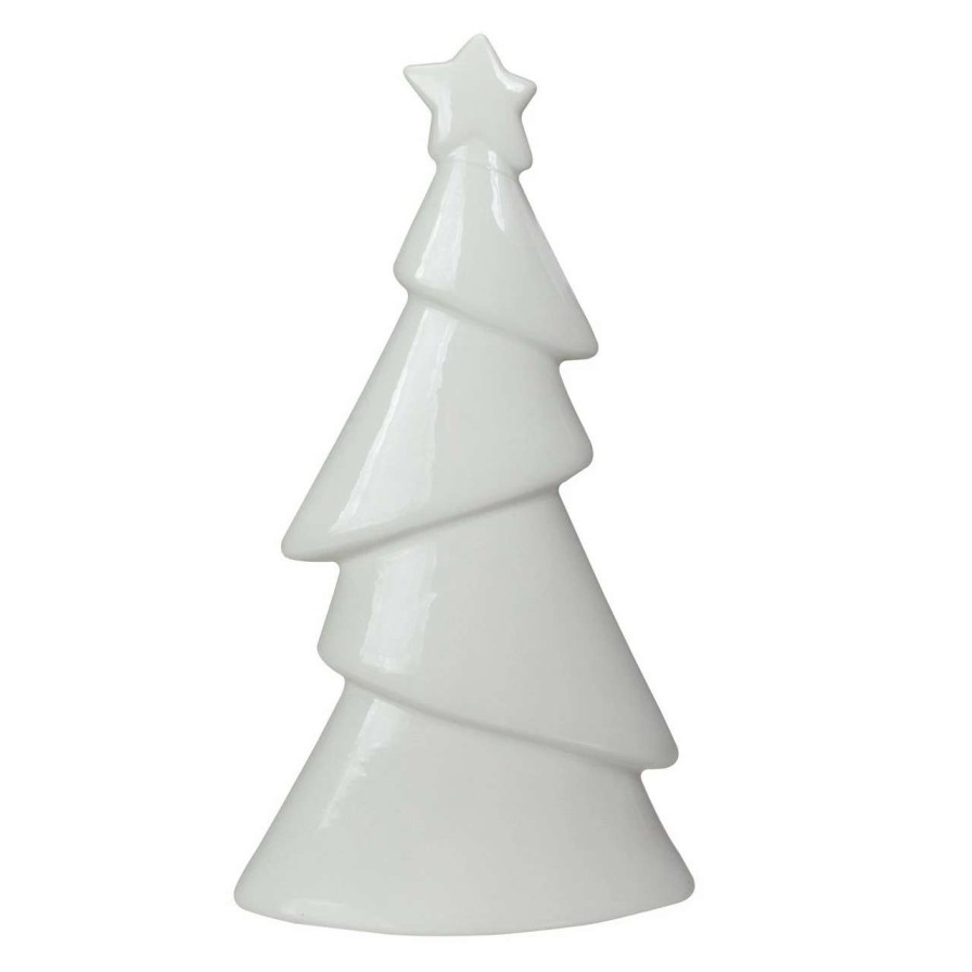 Christmas Table Top Trees * | Northlight 7.5 White Ceramic Asymmetric Christmas Tree Decoration