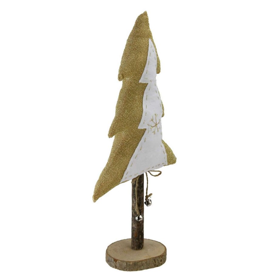 Christmas Table Top Trees * | Northlight 16" White And Gold Christmas Tree With Bells Tabletop Decor