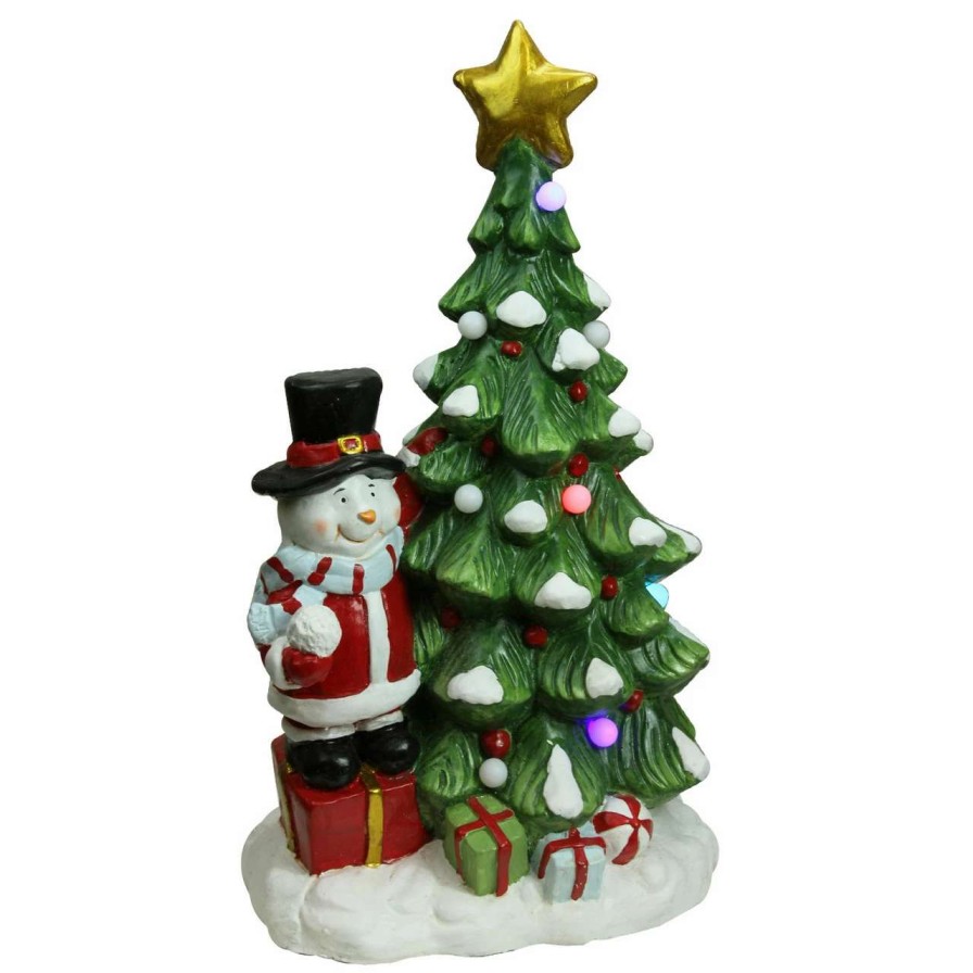 Christmas Table Top Trees * | Northlight 23 Red And Green Pre-Lit Led Tree With Santa Snowman Musical Christmas Tabletop Decor