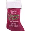 Stockings & Holders * | Holiday Time Pink Santa Miracle Good All Year Celebration Christmas Holiday Stocking