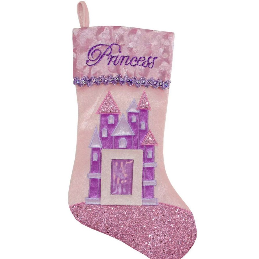 Stockings & Holders * | Northlight 20 Pink And Purple Glitter Princess Christmas Stocking