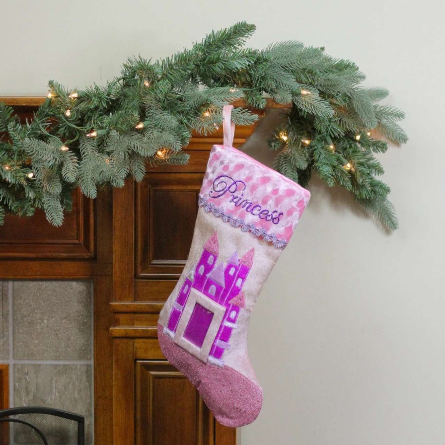 Stockings & Holders * | Northlight 20 Pink And Purple Glitter Princess Christmas Stocking