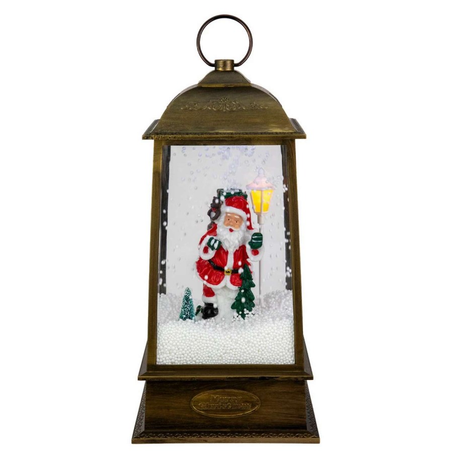 Candles & Lanterns * | Northlight 13.5 Led Lighted Snowing Musical Santa Christmas Lantern