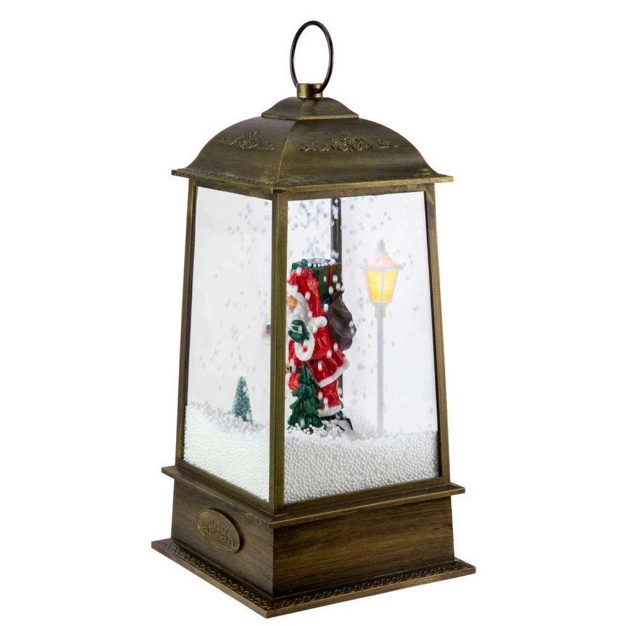 Candles & Lanterns * | Northlight 13.5 Led Lighted Snowing Musical Santa Christmas Lantern