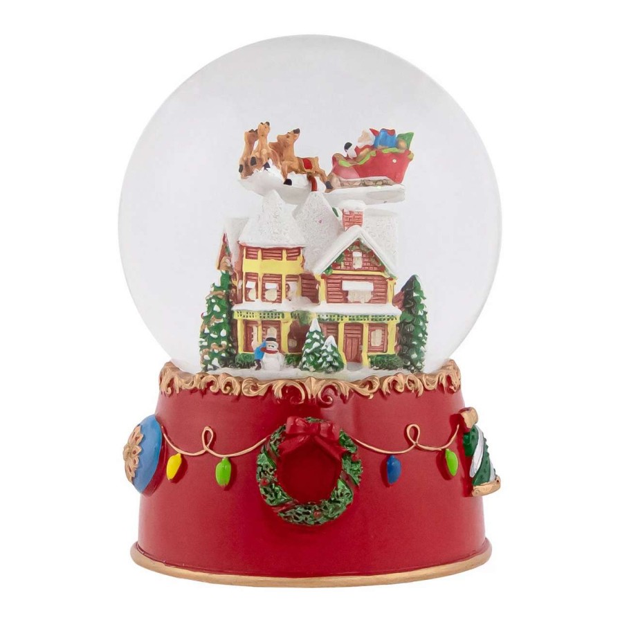 Christmas Village Sets & Accessories * | Northlight 7 Santa And Reindeer Christmas Night Musical Snow Globe