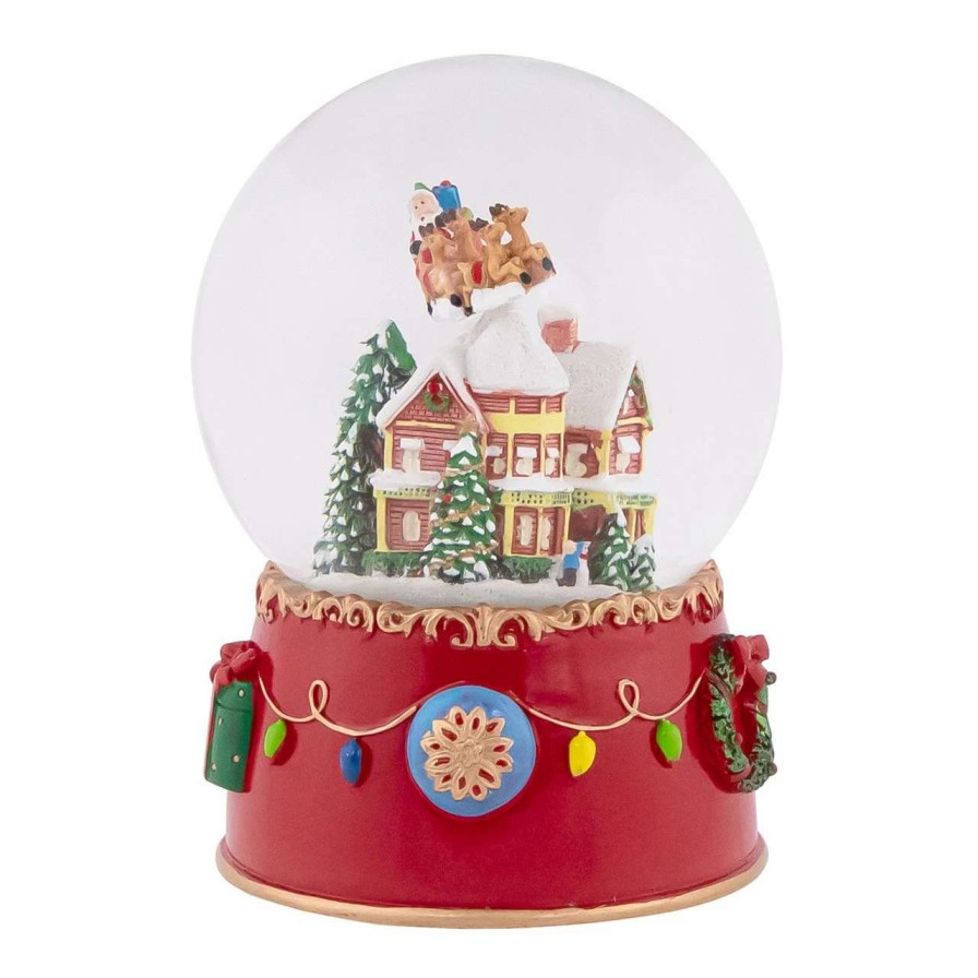 Christmas Village Sets & Accessories * | Northlight 7 Santa And Reindeer Christmas Night Musical Snow Globe