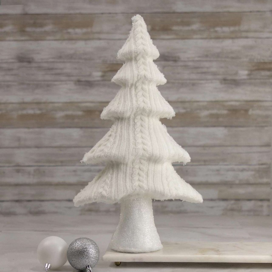 Christmas Table Top Trees * | Northlight 16.75 Cream Cable Knit Christmas Tree Tabletop Decoration