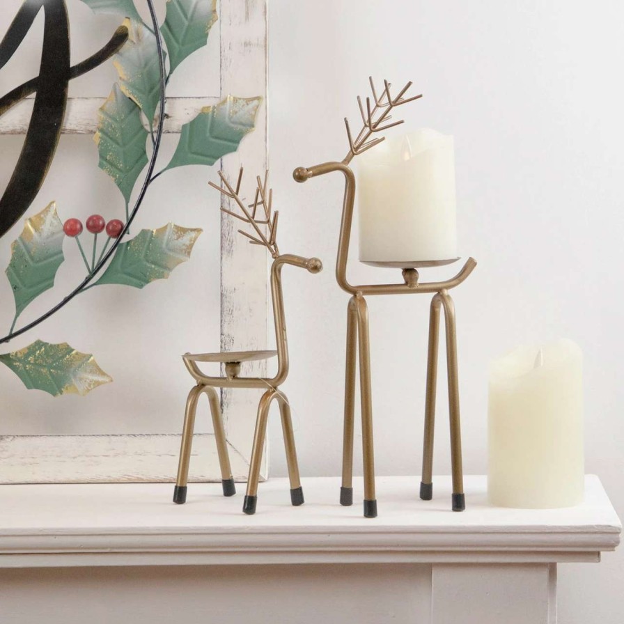 Candles & Lanterns * | Northlight 10.25 Small Bronze Reindeer Christmas Pillar Candle Holder