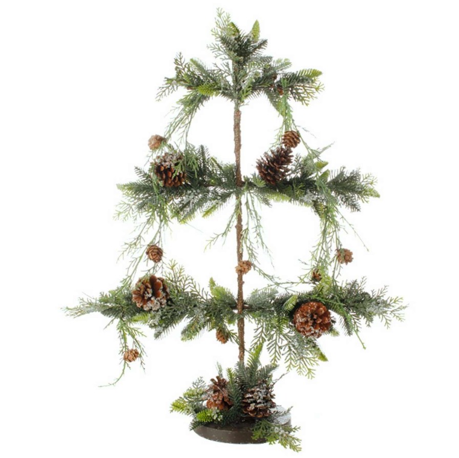 Christmas Table Top Trees * | Raz 28 Green And Brown Pine Cone Iced Artificial Tree Christmas Tabletop Decor