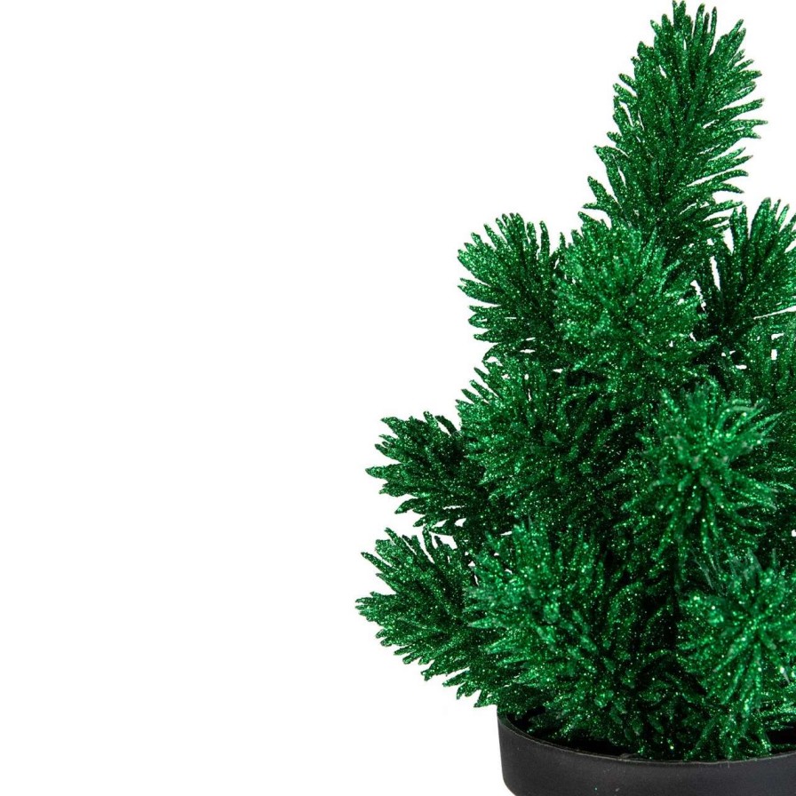 Christmas Table Top Trees * | Northlight 8.5In Green Potted Glittered Artificial Pine Christmas Tree Unlit