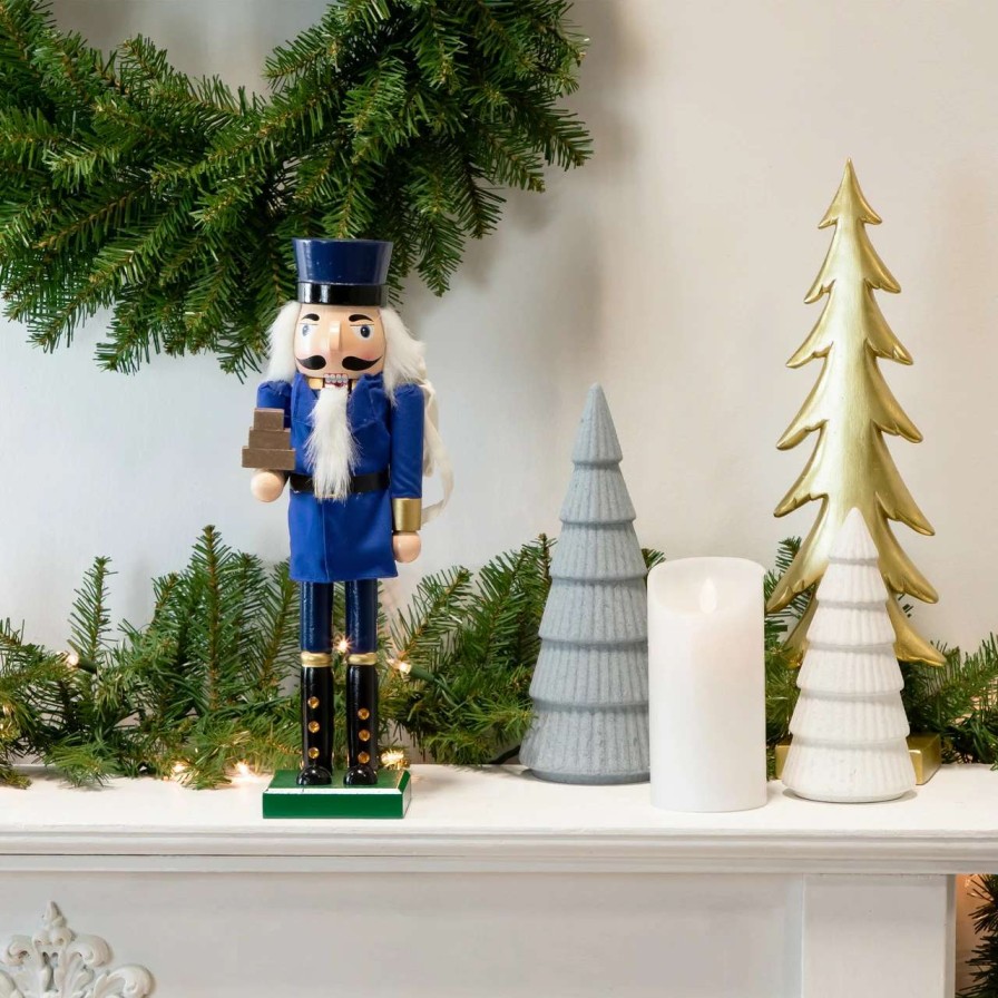 Figures * | Northlight 14 Blue And Gold Wooden Mail Carrier Christmas Nutcracker