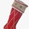 Stockings & Holders * | Roman 26 Red And Beige Embroidered Jingle Bell Christmas Stocking