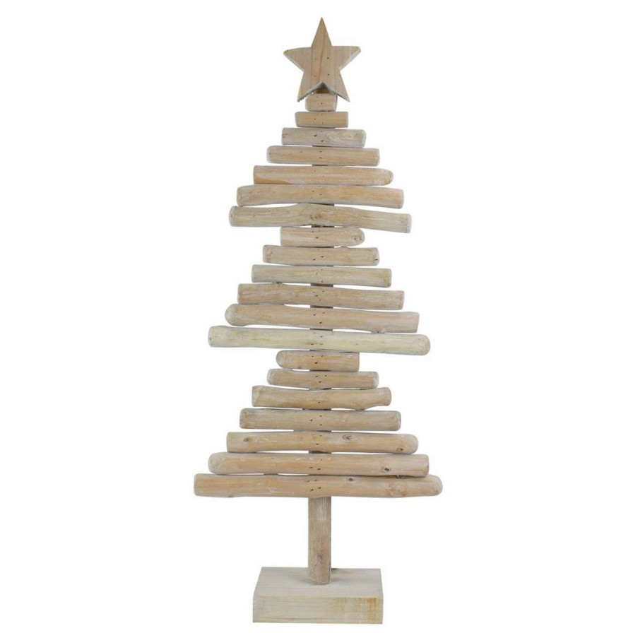 Christmas Table Top Trees * | Northlight 25.5 Rustic Wooden Christmas Tree With Star Table Top Decor