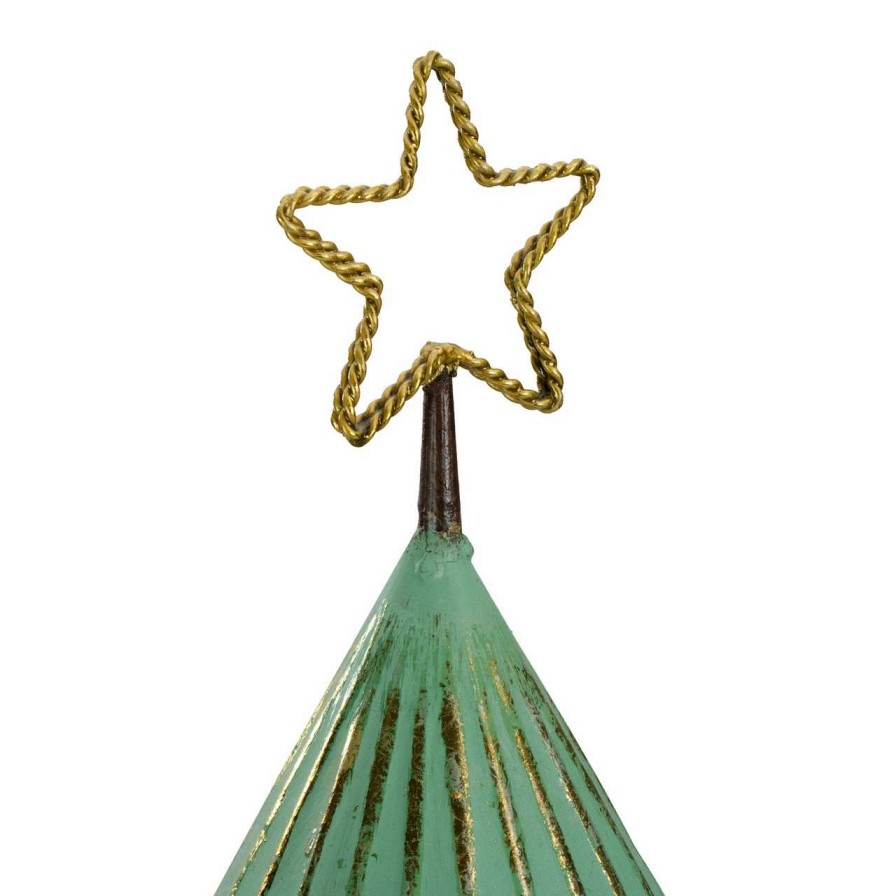 Christmas Table Top Trees * | Northlight 17 Rustic Green And Gold Tabletop Christmas Tree With A Cutout Star Topper