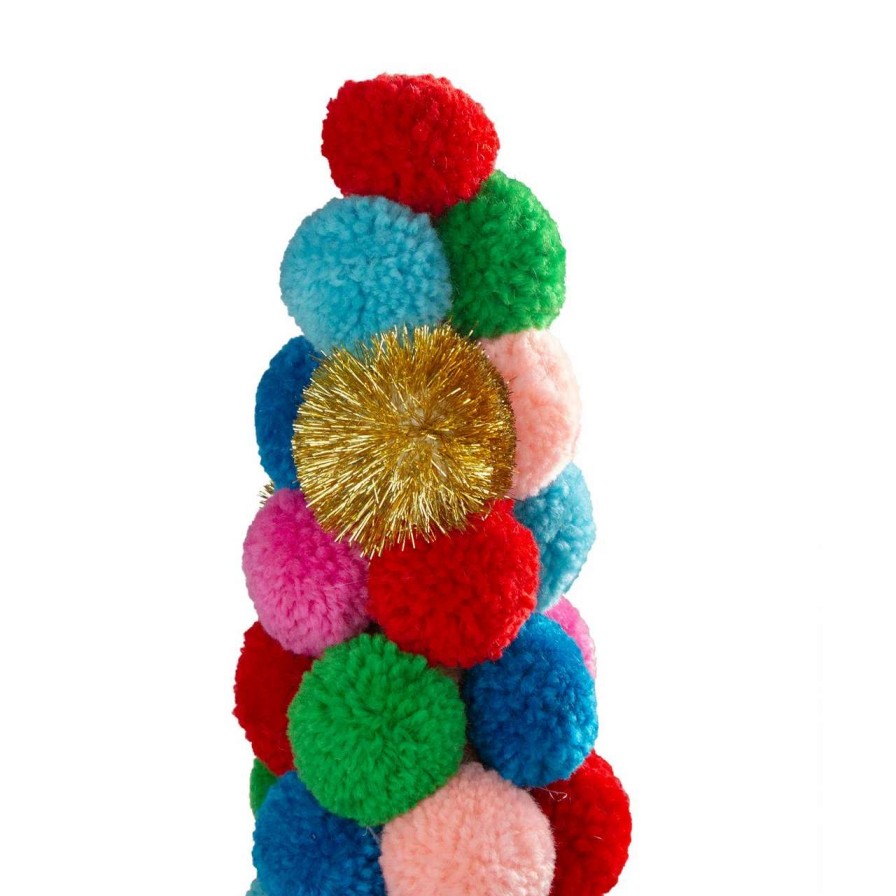 Christmas Table Top Trees * | Northlight 19.25 Multi-Color Bohemian Wool Pom Pom Christmas Cone Tree