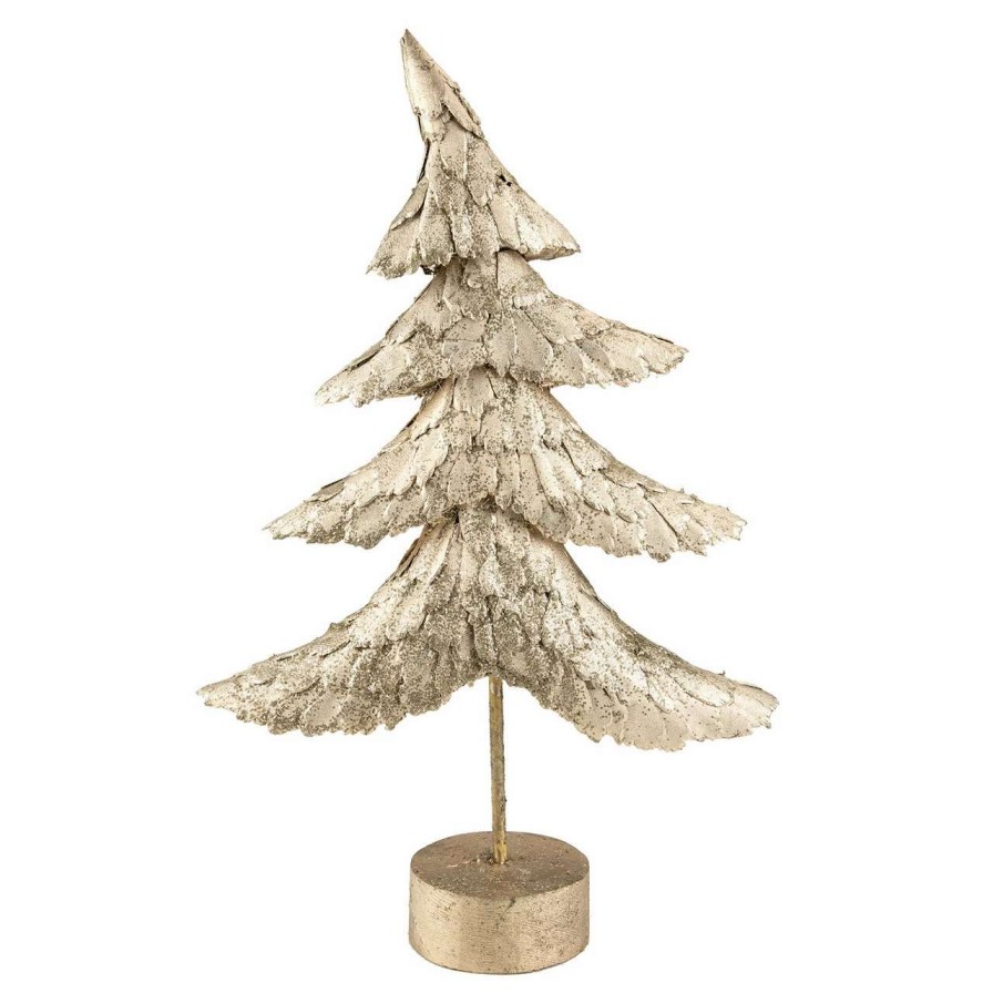 Christmas Table Top Trees * | Northlight 18 Layered Bronze Tree With Wood Base Christmas Decoration