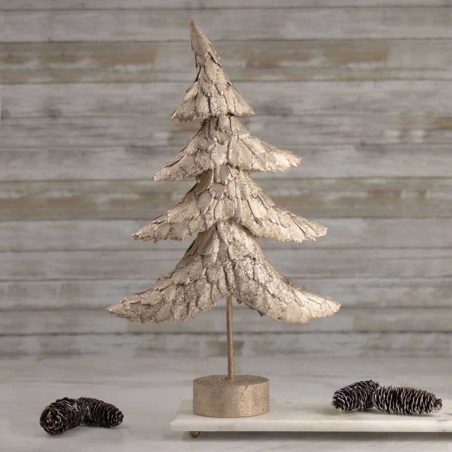 Christmas Table Top Trees * | Northlight 18 Layered Bronze Tree With Wood Base Christmas Decoration