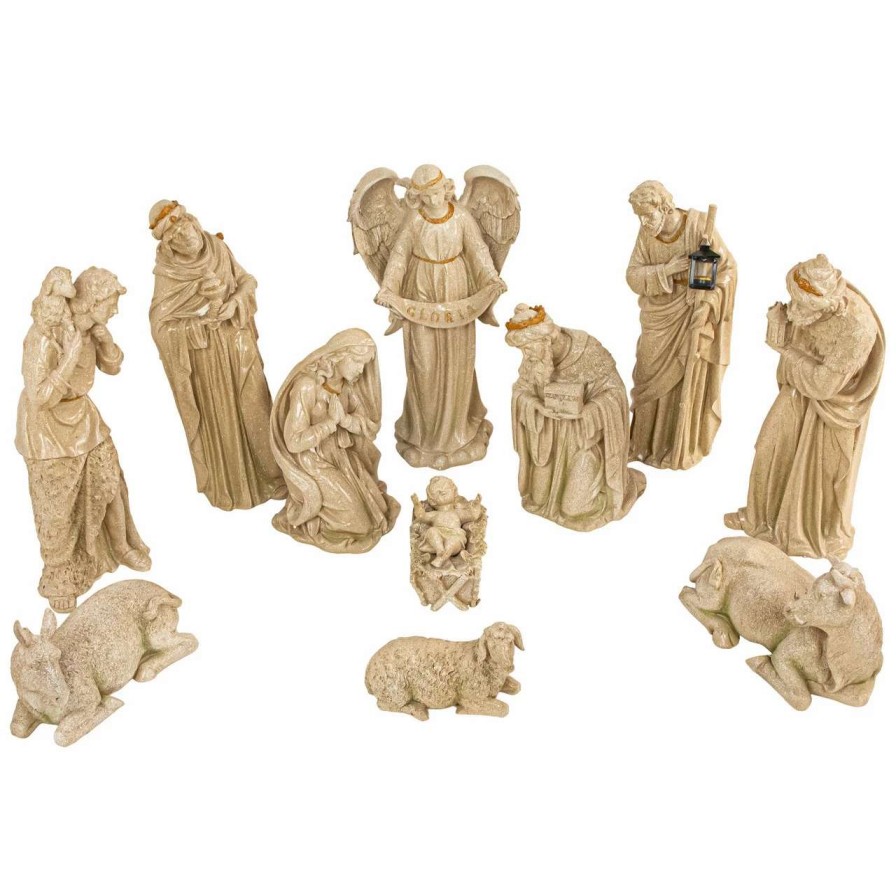 Nativity Sets & Accessories * | Northlight 11-Piece Speckled Brown Traditional Religious Christmas Nativity Set 22.75