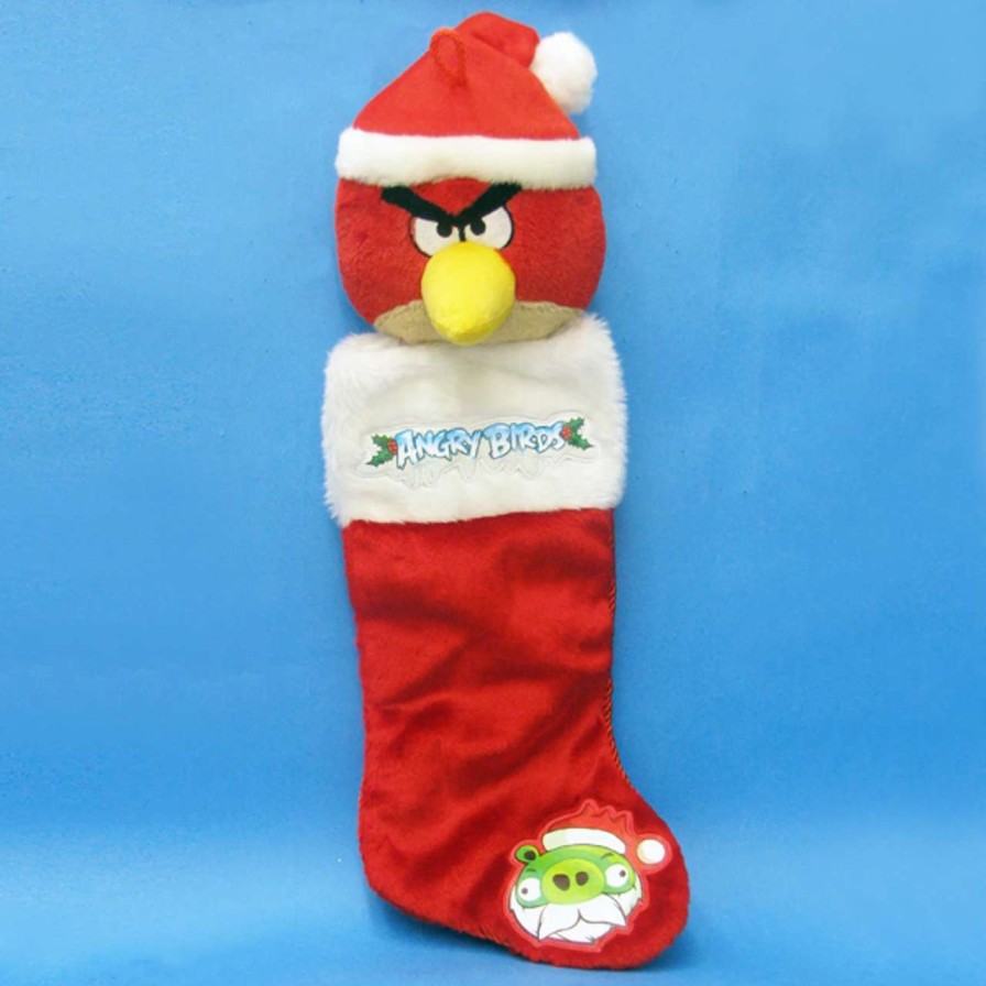 Stockings & Holders * | Kurt Adler 23 Red And White Angry Bird Plush Head Christmas Stocking