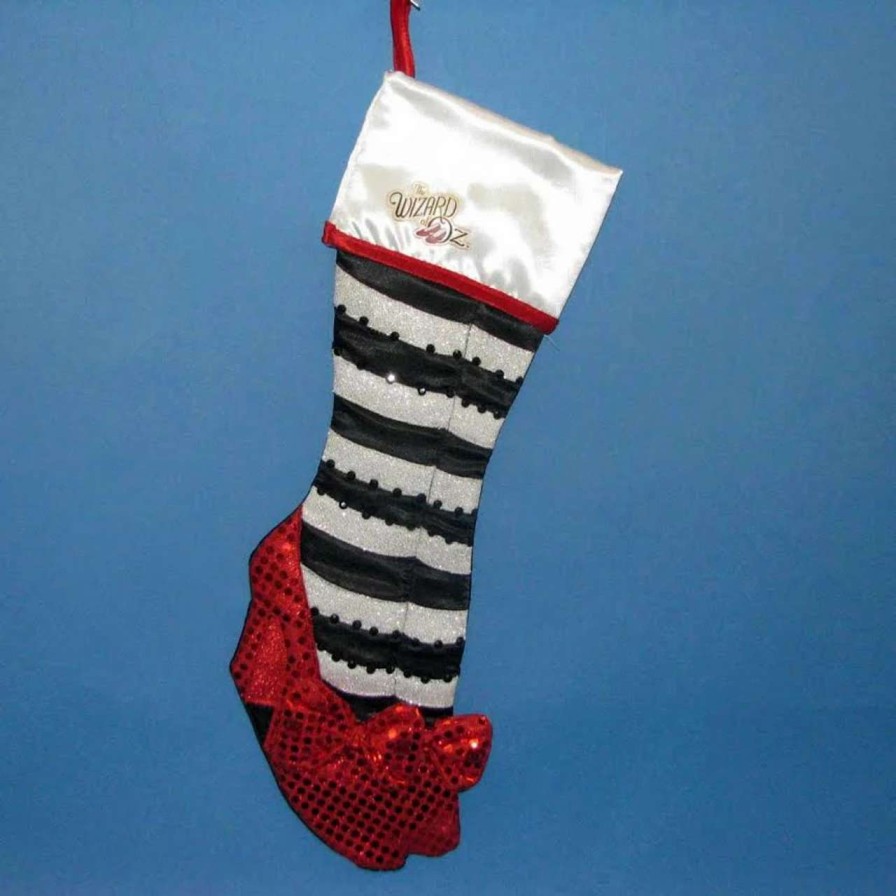 Stockings & Holders * | Kurt Adler 22 Black And White 'Wizard Of Oz' With Ruby Slipper Christmas Stocking