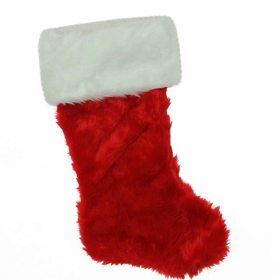 Stockings & Holders * | Northlight 20 Red And White Traditional Cuff Extra Plush Christmas Stocking