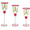 Candles & Lanterns * | Melrose Set Of 3 White And Red Glass Holly Candle Holders Christmas Decor 15.75