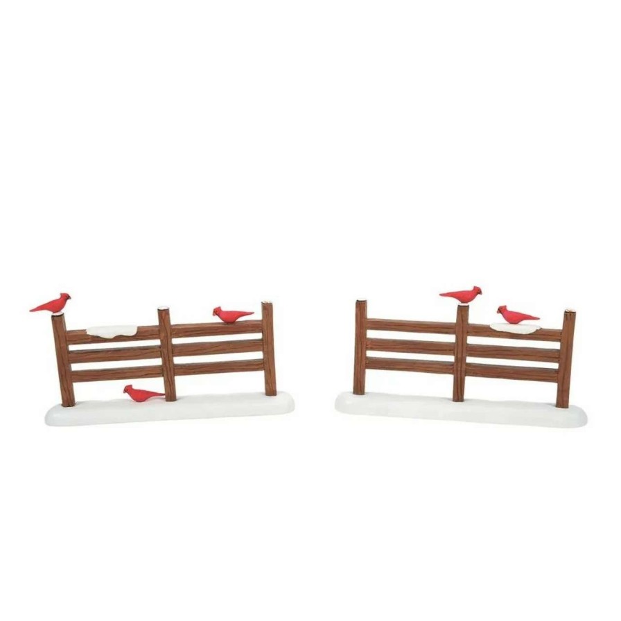 Christmas Village Sets & Accessories * | Department 56 Dept 56 Cardinals On Fence Christmas Village Decoration