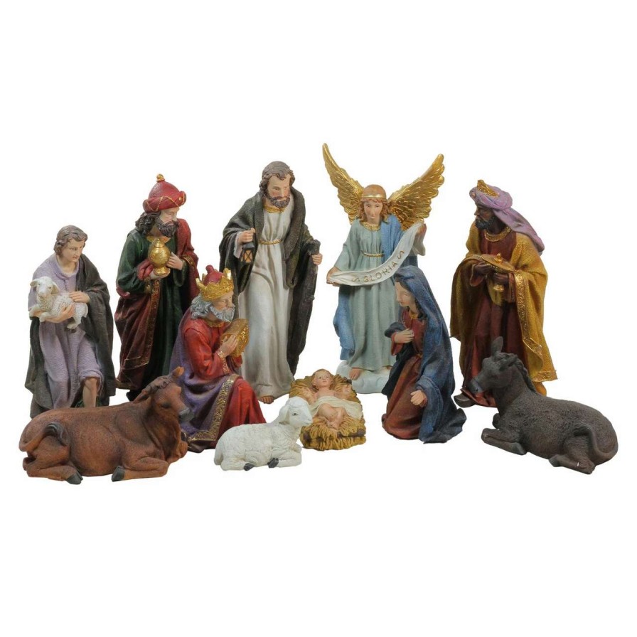 Nativity Sets & Accessories * | Northlight 11Pc Blue And Red Christmas Nativity Figurine Set 12.25