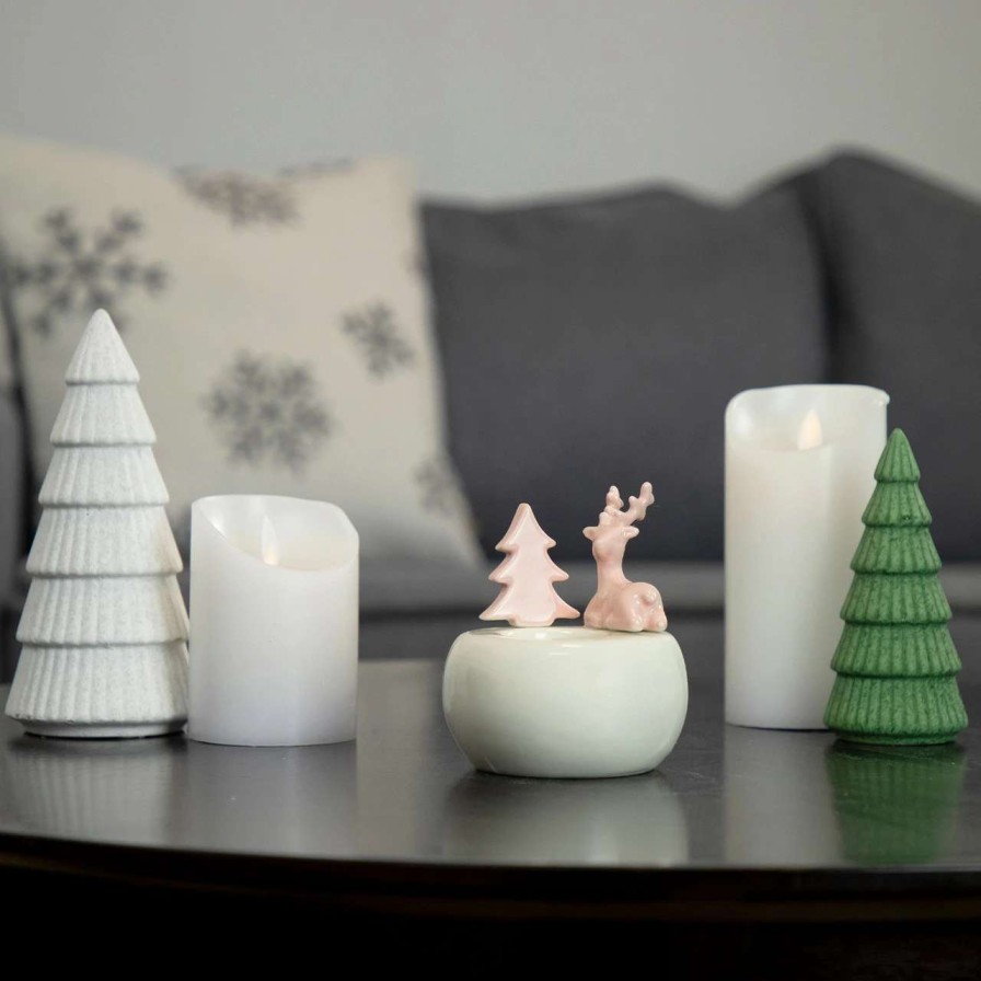 Candles & Lanterns * | Northlight 4.5 Pink Reindeer With Tree Christmas Tea Light Candle Holder