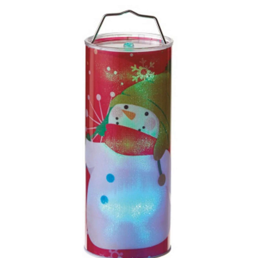 Candles & Lanterns * | Midwest 12 Battery Operated Red Led Color Changing Snowman Christmas Lantern