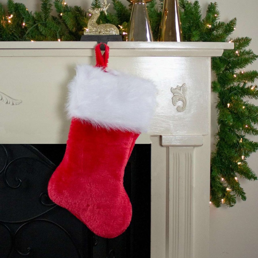 Stockings & Holders * | Northlight 20 Traditional Red With White Cuff Hanging Christmas Stocking