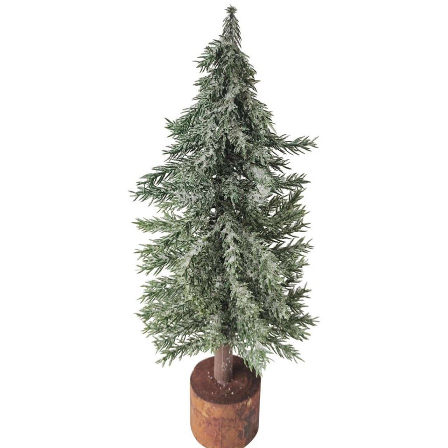 Christmas Table Top Trees * | Northlight 13.75 Frosted Icy Pine Tree With Jute Base Christmas Decoration