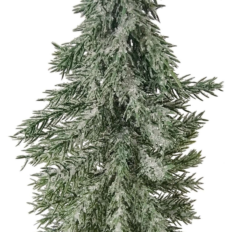 Christmas Table Top Trees * | Northlight 13.75 Frosted Icy Pine Tree With Jute Base Christmas Decoration