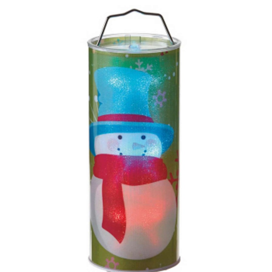 Candles & Lanterns * | Midwest 12 Blue Transparent Snowman Led Color Changing Lighted Hanging Christmas Lantern