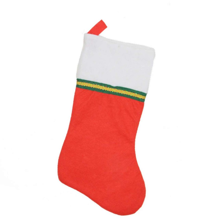 Stockings & Holders * | Northlight 16.25 Traditional Red And White Christmas Stocking With Ribbon Trim