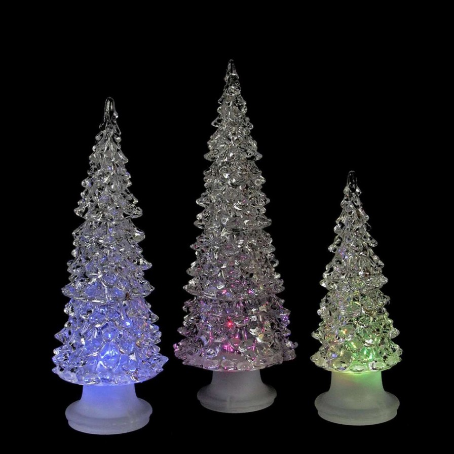 Christmas Table Top Trees * | Northlight Set Of 3 Color Changing Led Lighted Christmas Trees