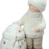 Candles & Lanterns * | Northlight 17.25 White Christmas Snowman With Standing Boy Tealight Candle Holder