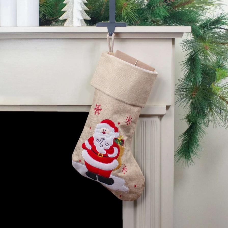 Stockings & Holders * | Northlight 19 Burlap Standing Santa With Present Bag Christmas Stocking