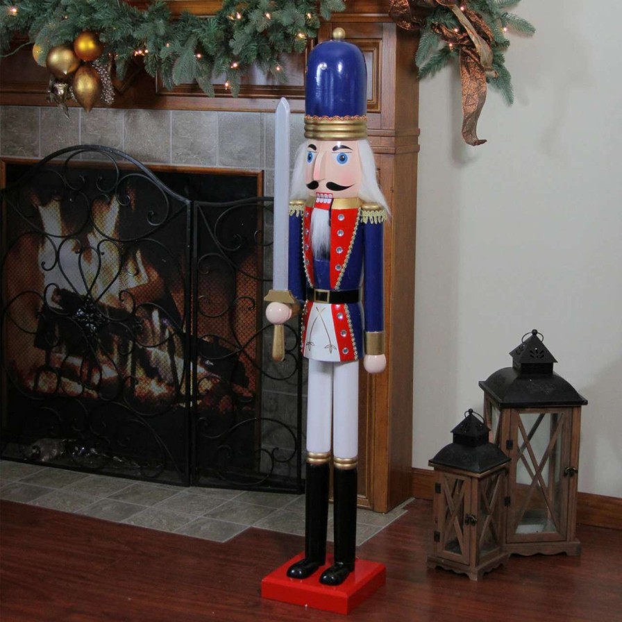 Figures * | Northlight 48.25 Blue And White Christmas Nutcracker Soldier With Sword