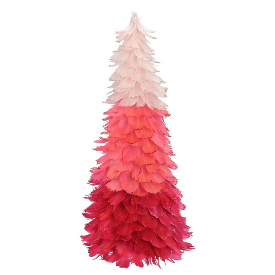 Christmas Table Top Trees * | Northlight 18 Pink Ombre Feather Cone Christmas Tree Unlit